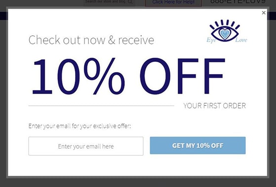 Abandoned cart popup with discount coupon
