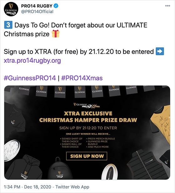 Grow your email list twitter giveaway example