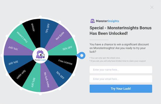 Spin the wheel gamified campaign example