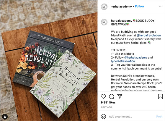 Instagram book giveaway example