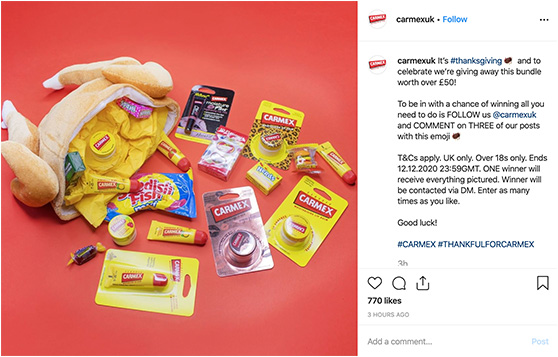 Carmex how to do a giveaway on instagram
