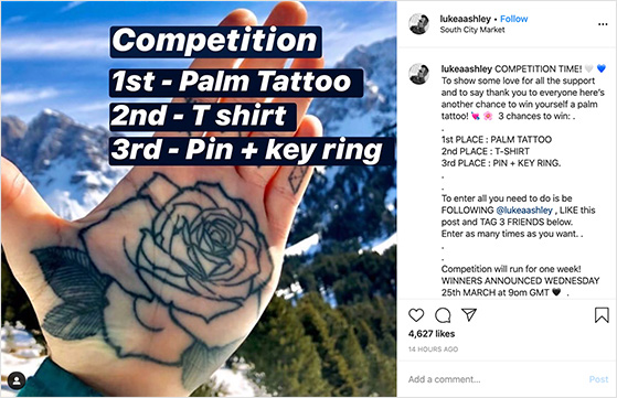 Multiple winner instagram contest example