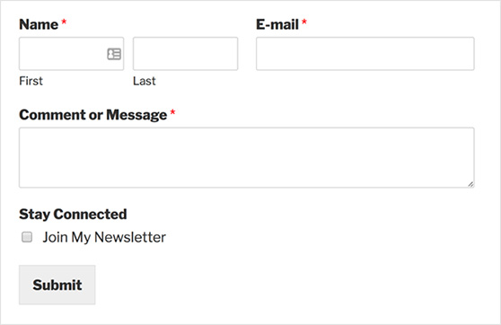 Contact form with a newsletter optin