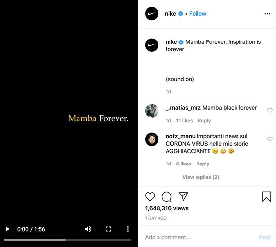 Nike Mamba forever viral video on instagram