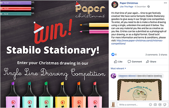 Paper Christmas Facebook giveaway