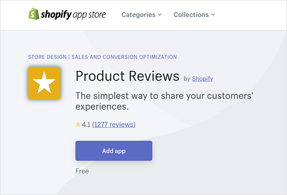 Product reviews by shopify