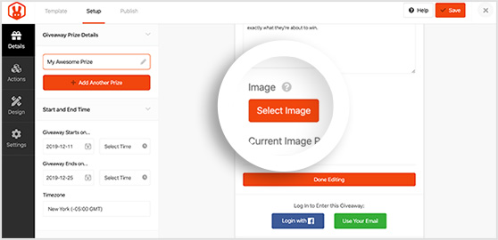 Select an image from your media library or computer