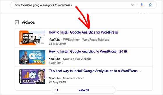 Videos show up in search results which can improve click through rates