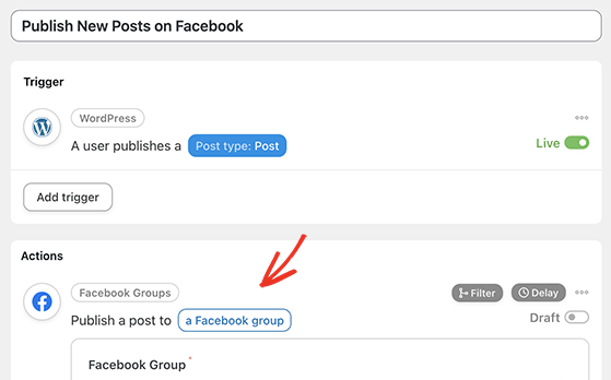 Automatically share new blog posts in a Facebook Group