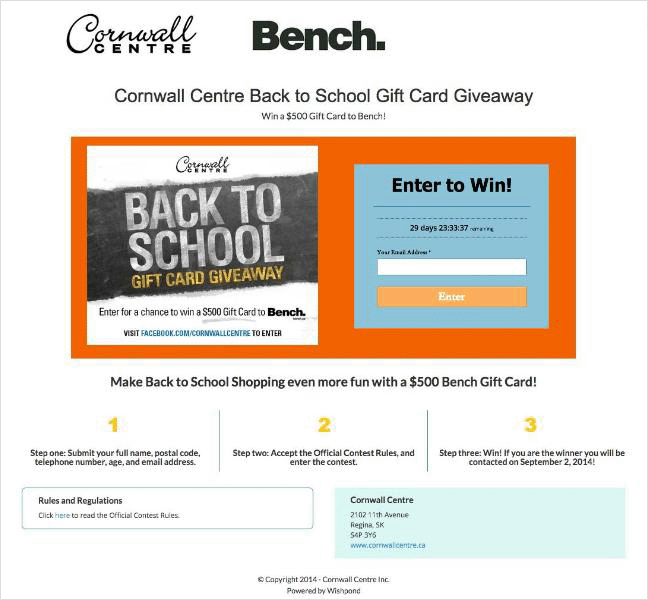 Back to school giveaway promotion email