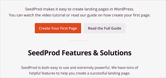 create your first landing page in WordPress