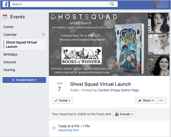 Facebook live virtual book launch ideas