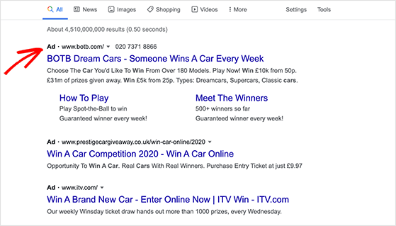 Use google ads to promote your giveaway online