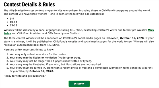 ChildFund hashtag contest rules
