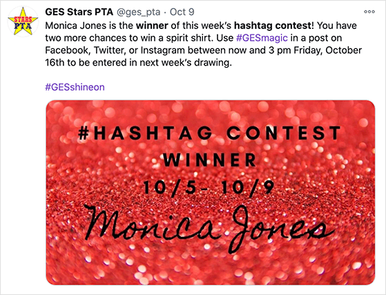 Announce the hashtag contest winner on social media