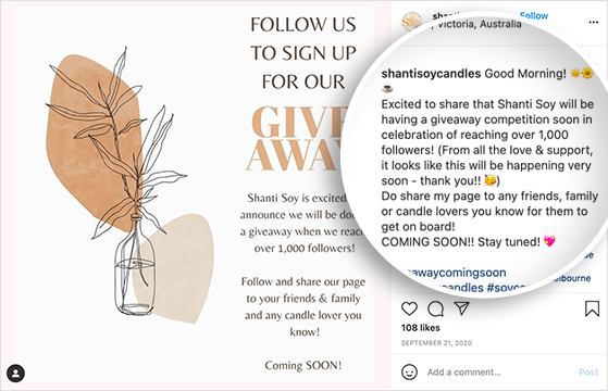 Instagram giveaway teaser promotion post