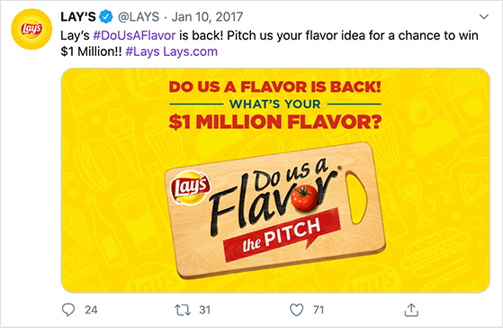 Lays UGC contest example on Twitter