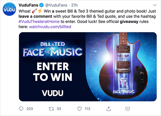 Twitter reply to win giveaway idea