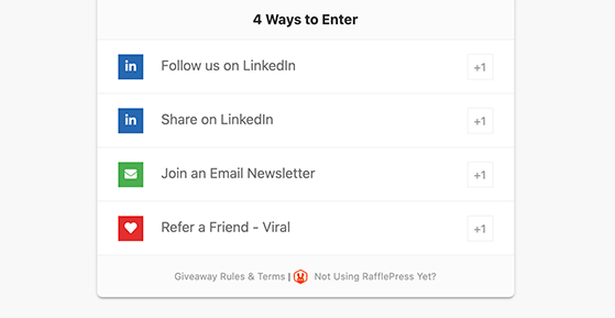 giveaway actions for a linkedIn contest