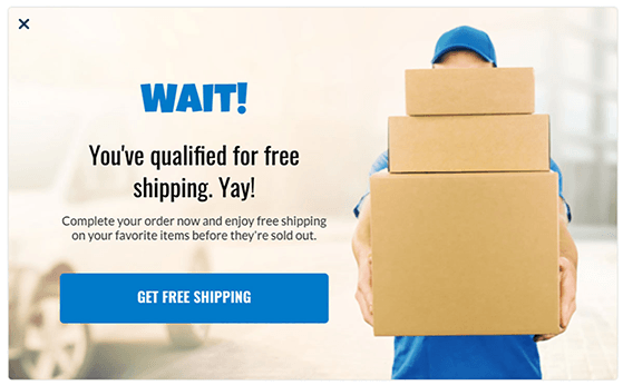 Offer free shipping in popups to get users to finish shopping