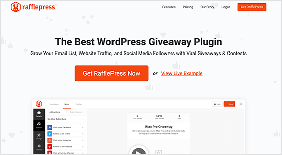 RafflePress best WordPress giveaway plugin homepage