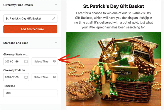 St Patrick's Day giveaway duration