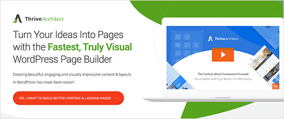 Thrive Architect visual landing page tool for WordPress
