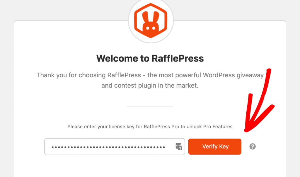 Verify the RafflePress license key